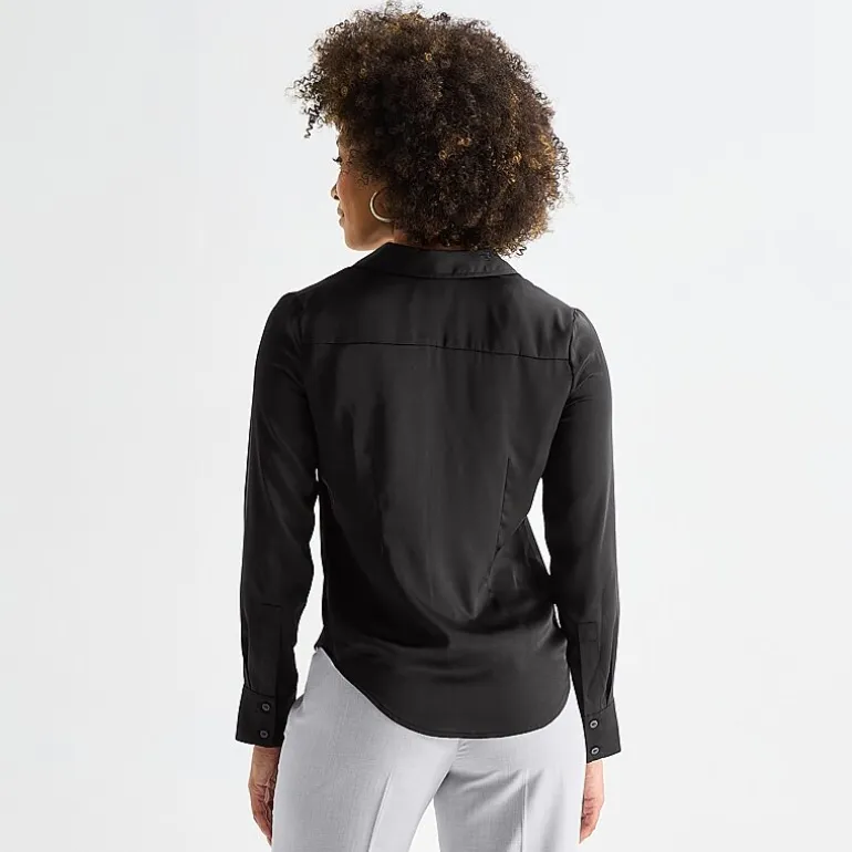 Worthington Womens Long Sleeve Slim Fit Blouse
