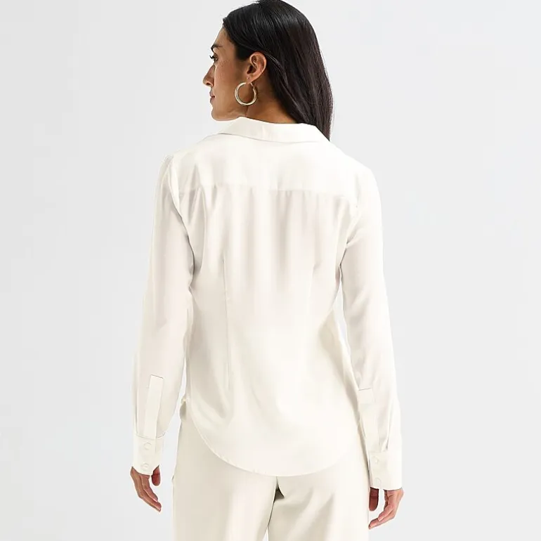 Worthington Womens Long Sleeve Slim Fit Blouse
