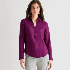 Worthington Womens Long Sleeve Slim Fit Blouse