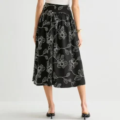 Worthington Womens Midi Full Skirt