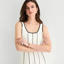 Worthington Womens Midi Square Neck Sleeveless Fit + Flare Dress