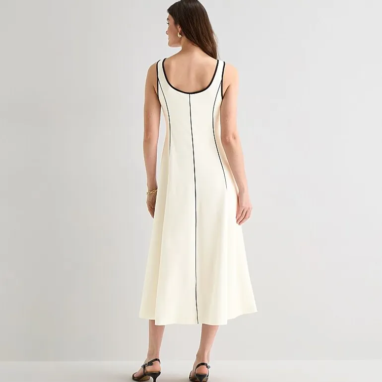 Worthington Womens Midi Square Neck Sleeveless Fit + Flare Dress