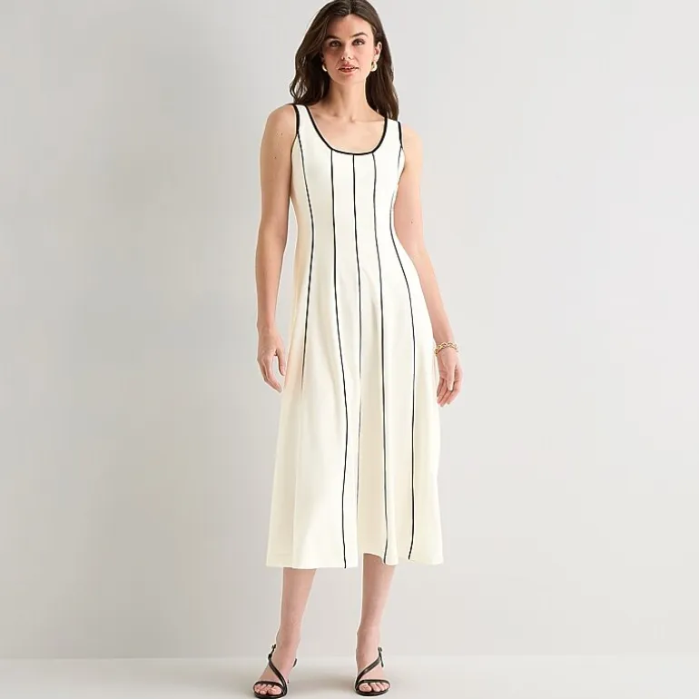 Worthington Womens Midi Square Neck Sleeveless Fit + Flare Dress