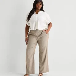 Worthington Womens Plus Split Crew Neck Elbow Sleeve Blouse