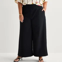 Worthington Womens Plus Wide Leg High Rise Cropped Pant