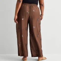 Worthington Womens Plus Wide Leg High Rise Pull-On Pant