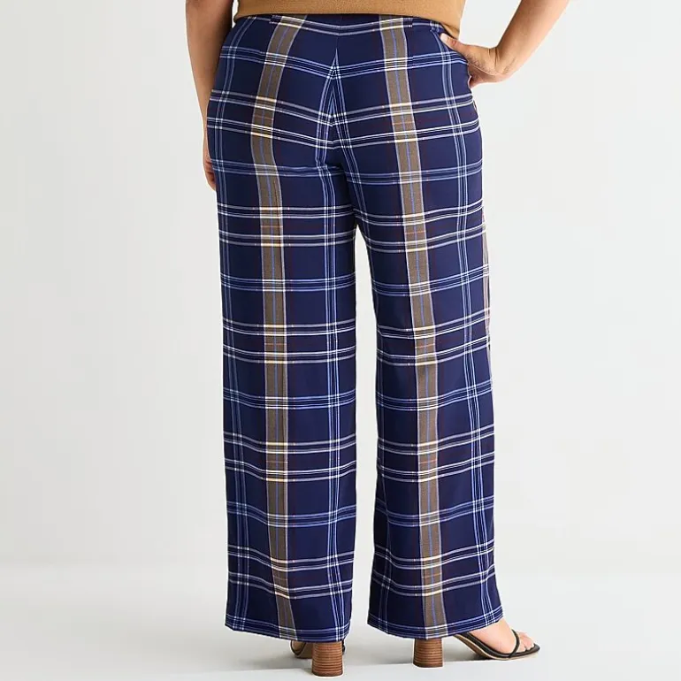 Worthington Womens Plus Wide Leg High Rise Trouser