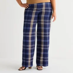 Worthington Womens Plus Wide Leg High Rise Trouser