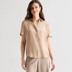 Worthington Womens Short Sleeve Slim Fit Blouse
