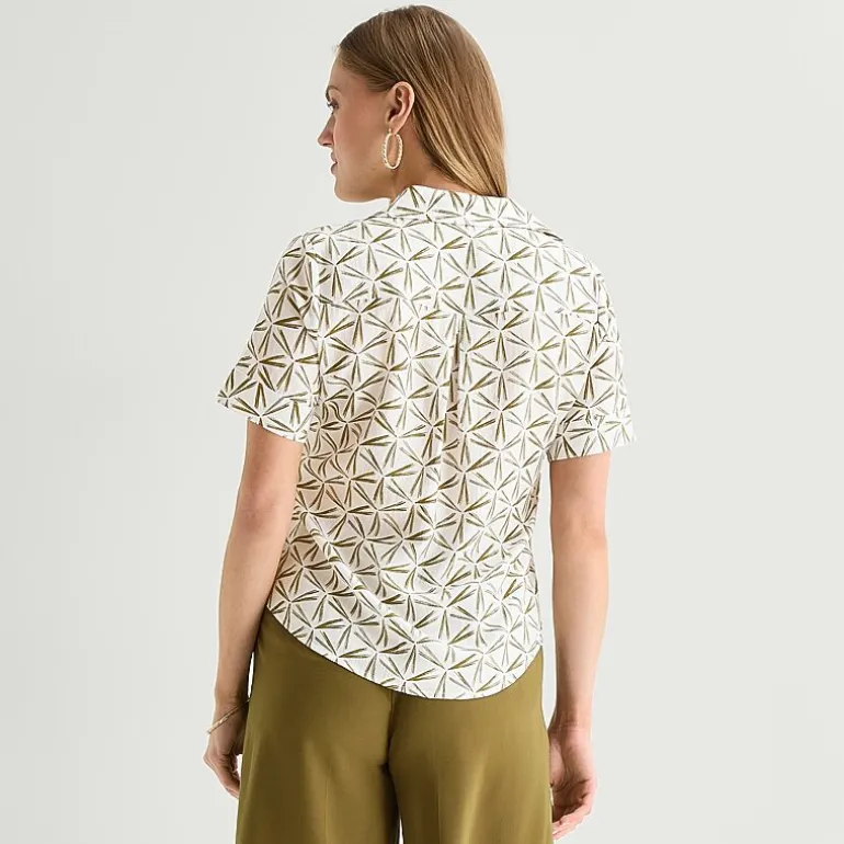 Worthington Womens Short Sleeve Slim Fit Blouse