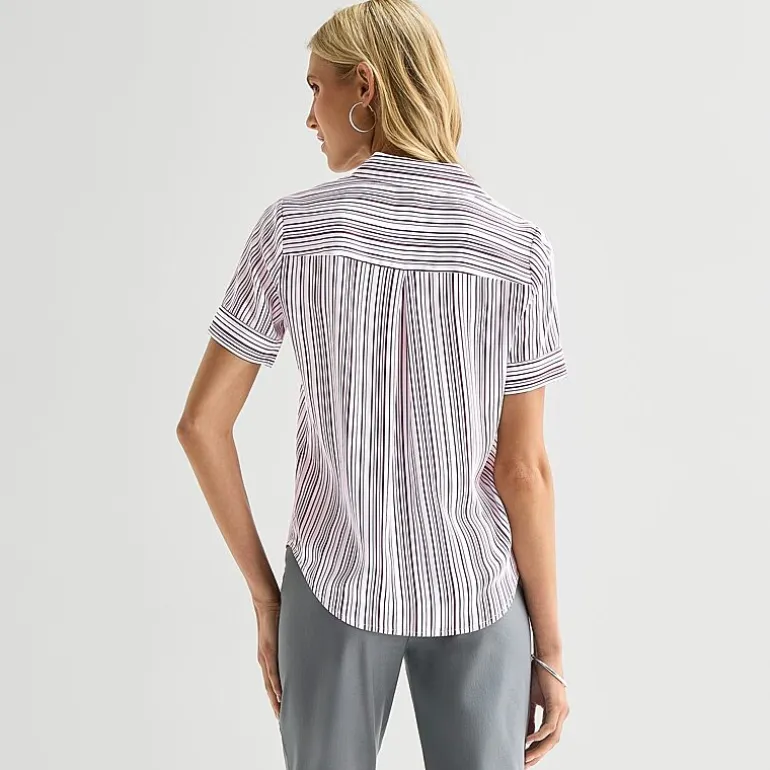 Worthington Womens Short Sleeve Slim Fit Blouse