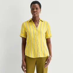 Worthington Womens Short Sleeve Slim Fit Blouse