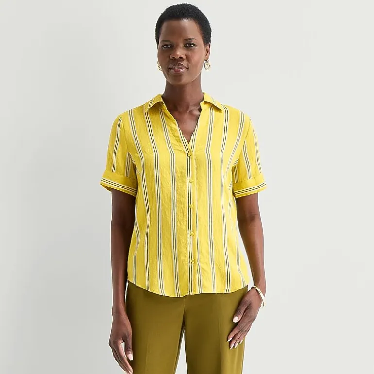 Worthington Womens Short Sleeve Slim Fit Blouse