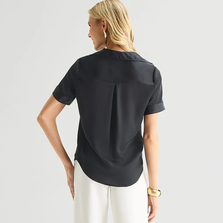 Worthington Womens Short Sleeve Slim Fit Blouse