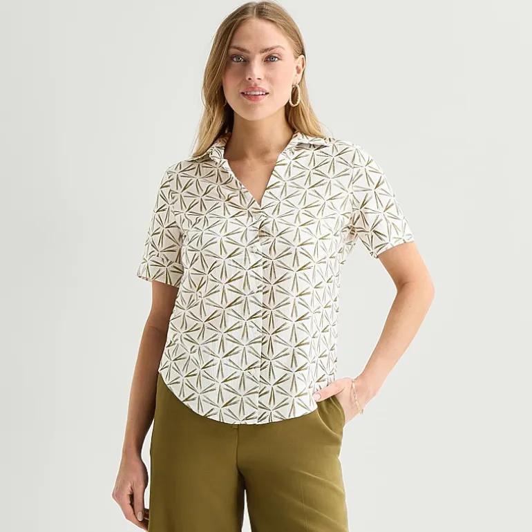 Worthington Womens Short Sleeve Slim Fit Blouse