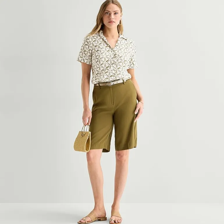 Worthington Womens Short Sleeve Slim Fit Blouse