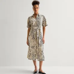 Worthington Womens Short Sleeve Tie Belt Shirt Dress