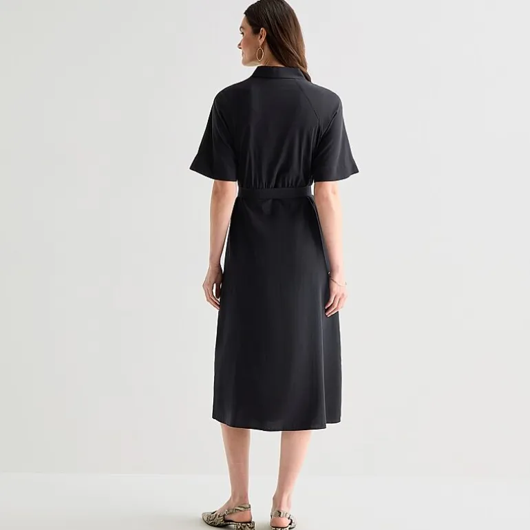 Worthington Womens Short Sleeve Tie Belt Shirt Dress