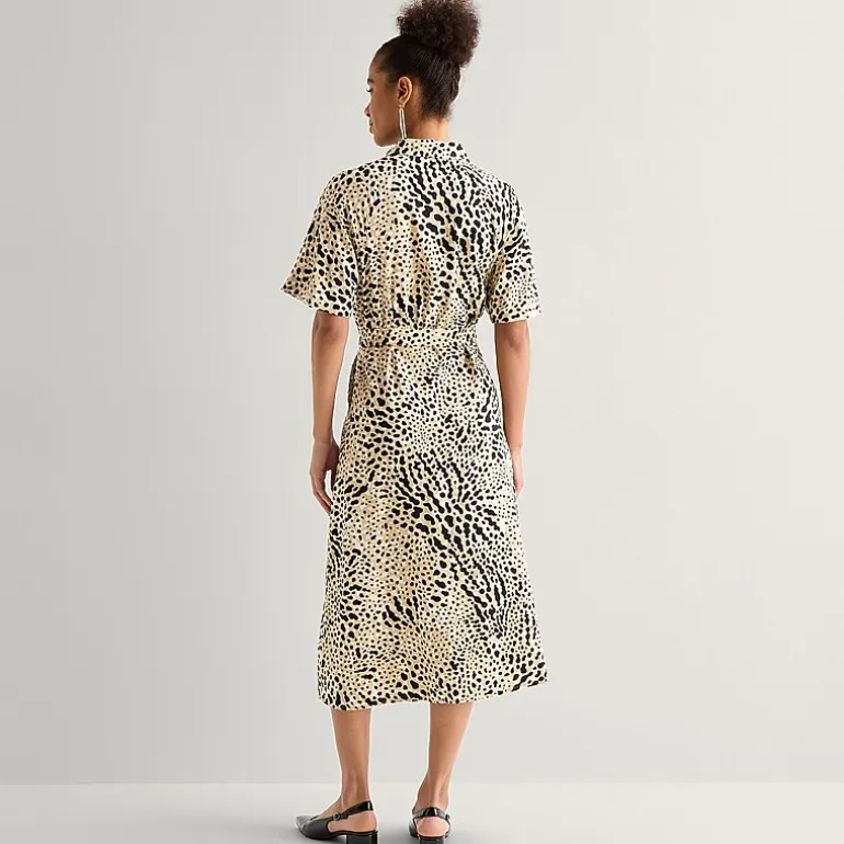 Worthington Womens Short Sleeve Tie Belt Shirt Dress