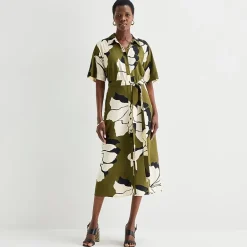 Worthington Womens Short Sleeve Tie Belt Shirt Dress