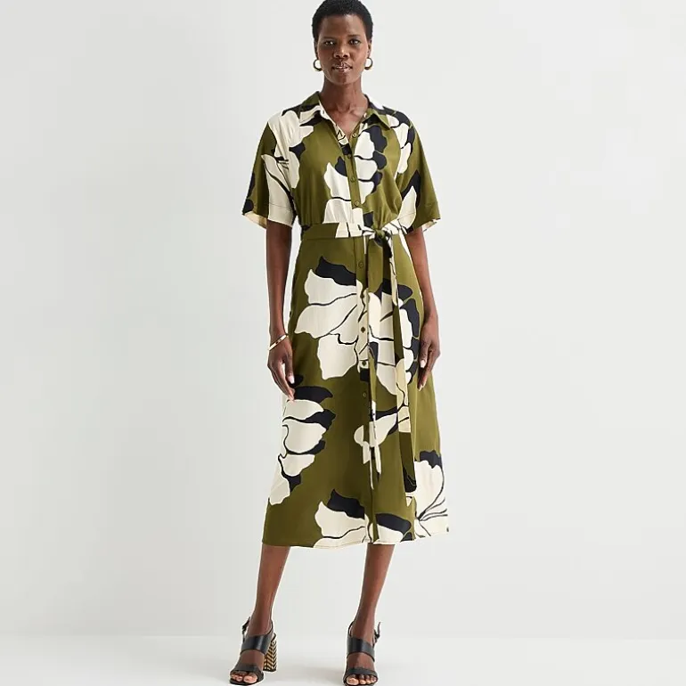 Worthington Womens Short Sleeve Tie Belt Shirt Dress