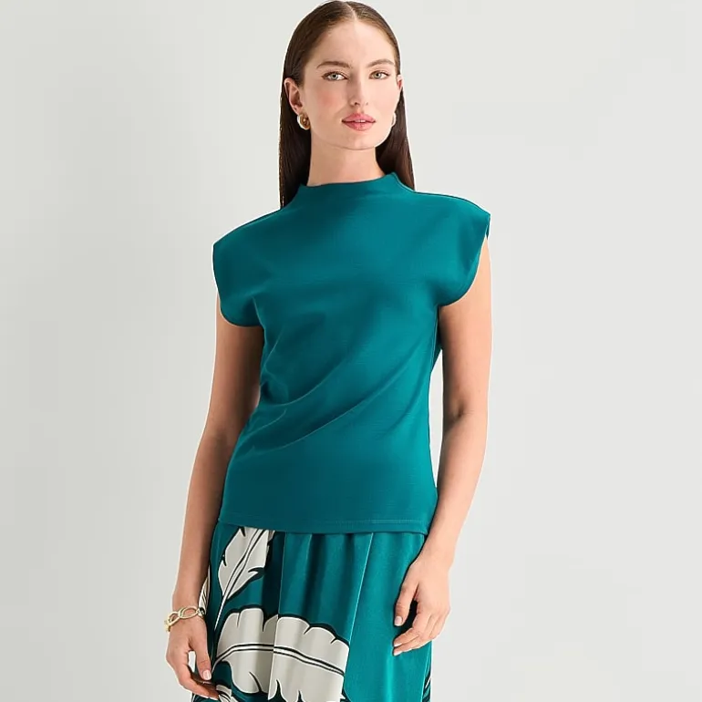 Worthington Womens Sleeveless Mock Neck Top