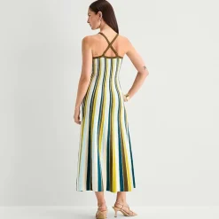 Worthington Womens Sleeveless Striped Sweater Dress