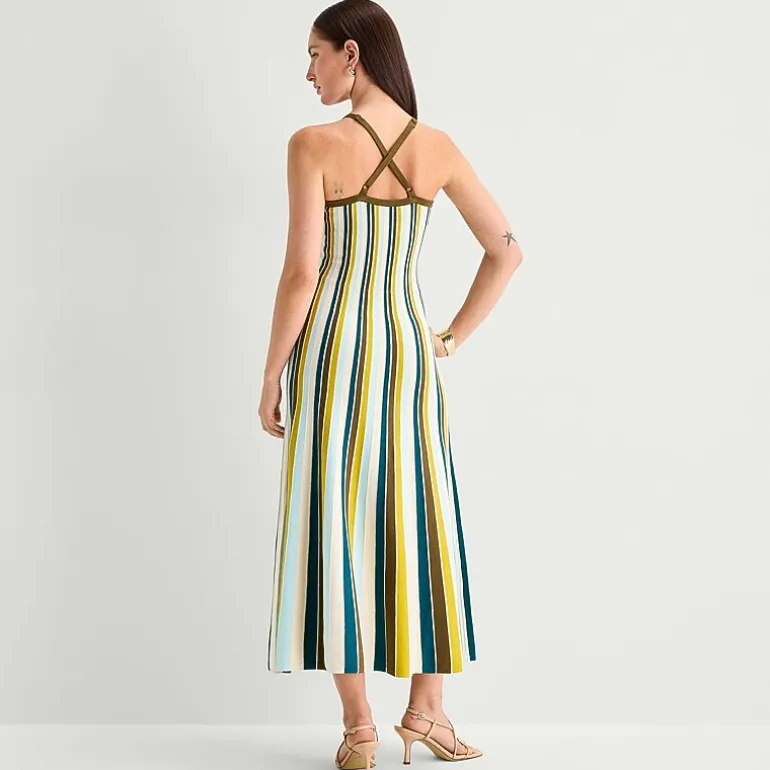 Worthington Womens Sleeveless Striped Sweater Dress