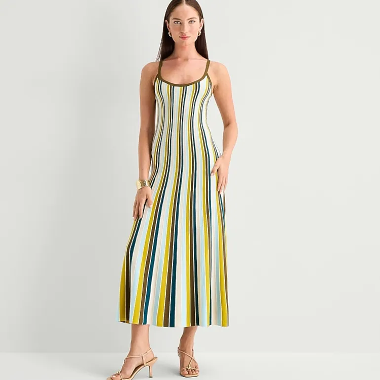 Worthington Womens Sleeveless Striped Sweater Dress