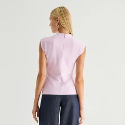 Worthington Womens Sleeveless Mock Neck Top