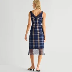 Worthington Womens Sleeveless Plaid Slip Dress