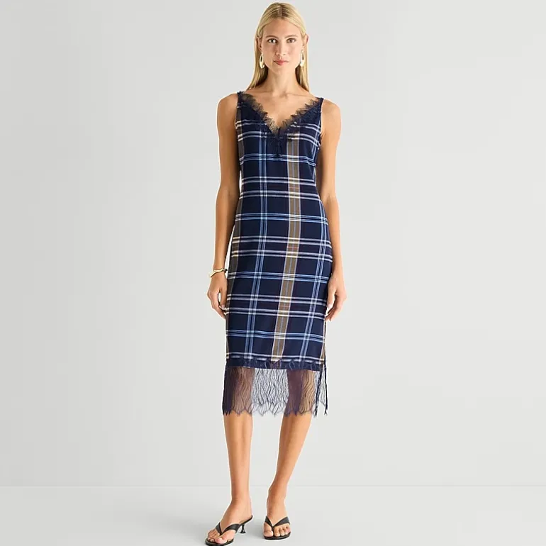 Worthington Womens Sleeveless Plaid Slip Dress
