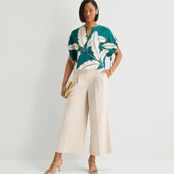 Worthington Womens Split Crew Neck Elbow Sleeve Blouse