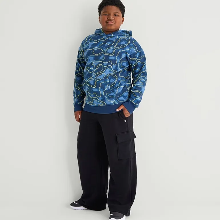 Xersion Little & Big Kid Boys Mid Rise Wide Leg Active Fleece Cargo Pant
