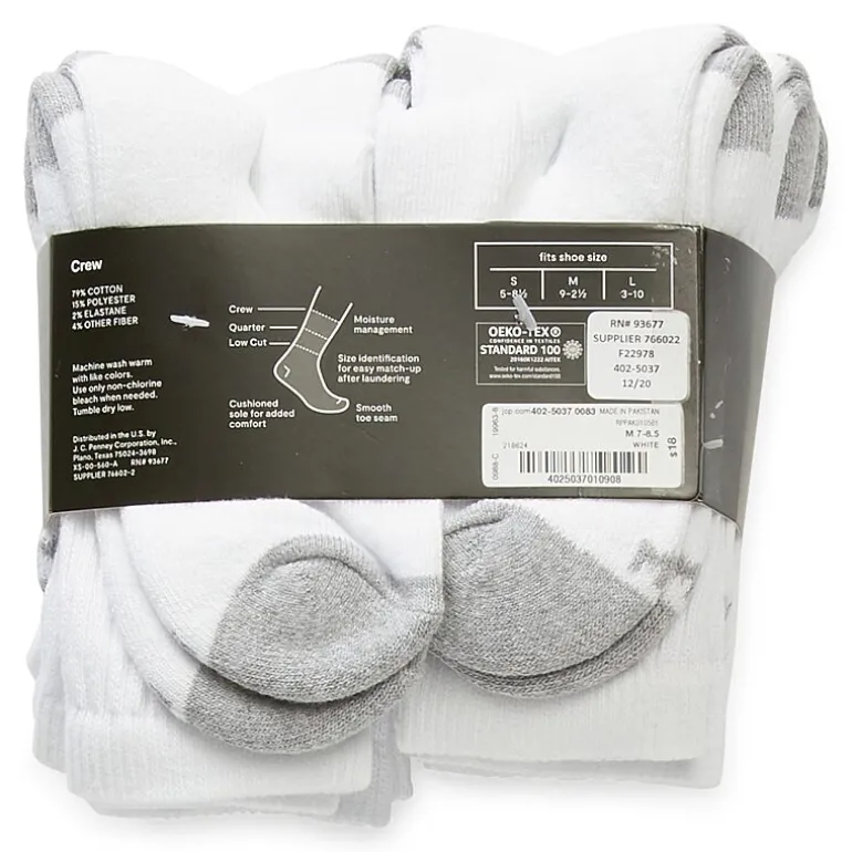 Xersion Little & Big Kid Boys 10 Pair Crew Socks