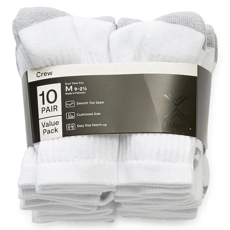 Xersion Little & Big Kid Boys 10 Pair Crew Socks