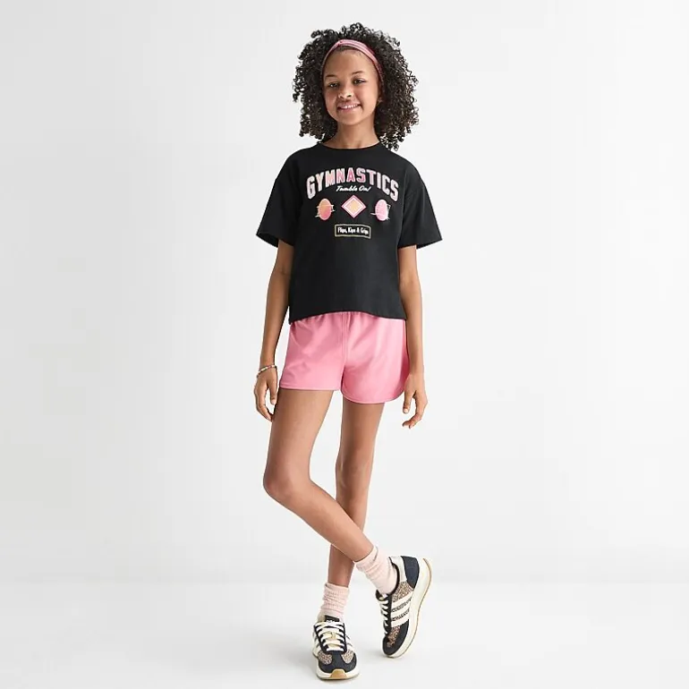 Xersion Little & Big Kid Girls Crew Neck Short Sleeve Relaxed Fit Graphic T-Shirt