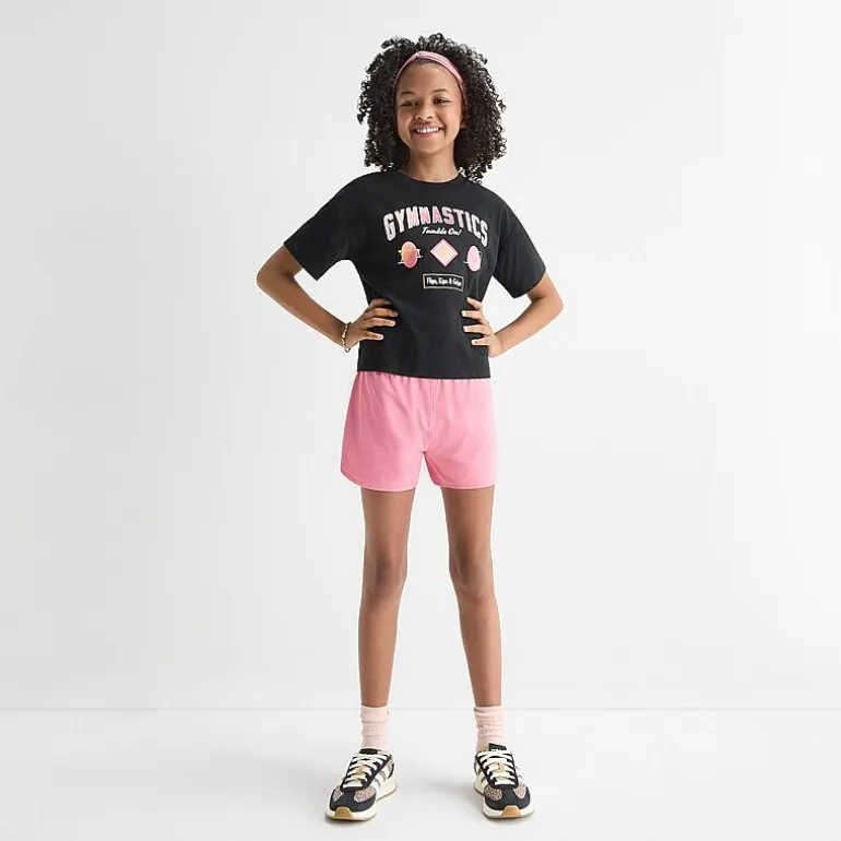Xersion Little & Big Kid Girls Crew Neck Short Sleeve Relaxed Fit Graphic T-Shirt