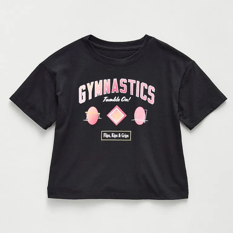 Xersion Little & Big Kid Girls Crew Neck Short Sleeve Relaxed Fit Graphic T-Shirt