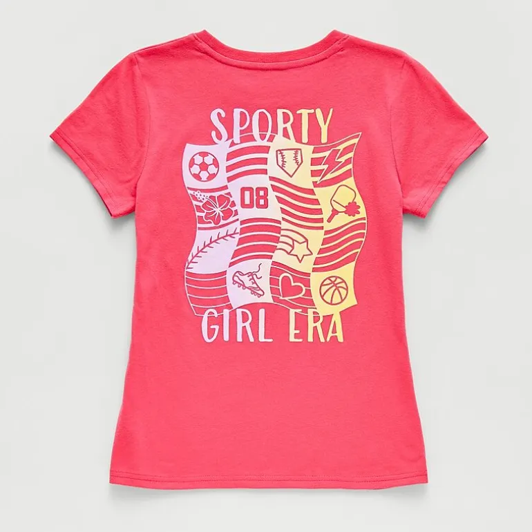 Xersion Little & Big Kid Girls Crew Neck Short Sleeve Regular Fit Graphic T-Shirt