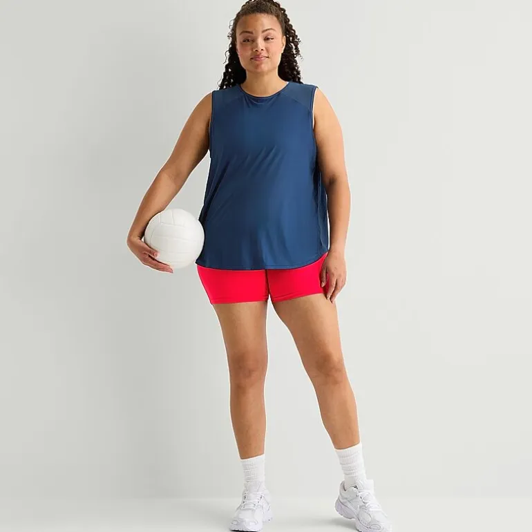 Xersion Mesh Womens Crew Neck Sleeveless Active Plus Tank Top