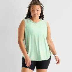 Xersion Mesh Womens Crew Neck Sleeveless Active Plus Tank Top