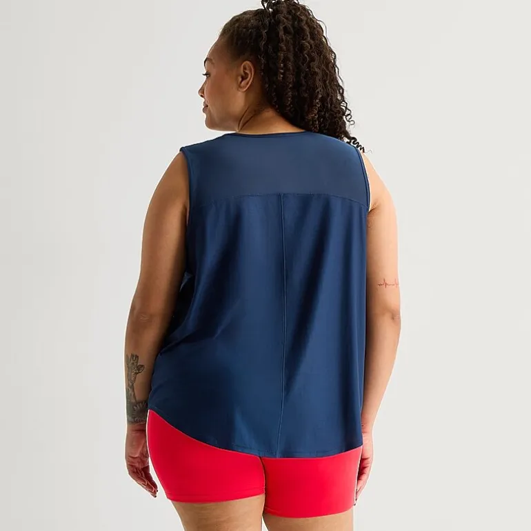 Xersion Mesh Womens Crew Neck Sleeveless Active Plus Tank Top