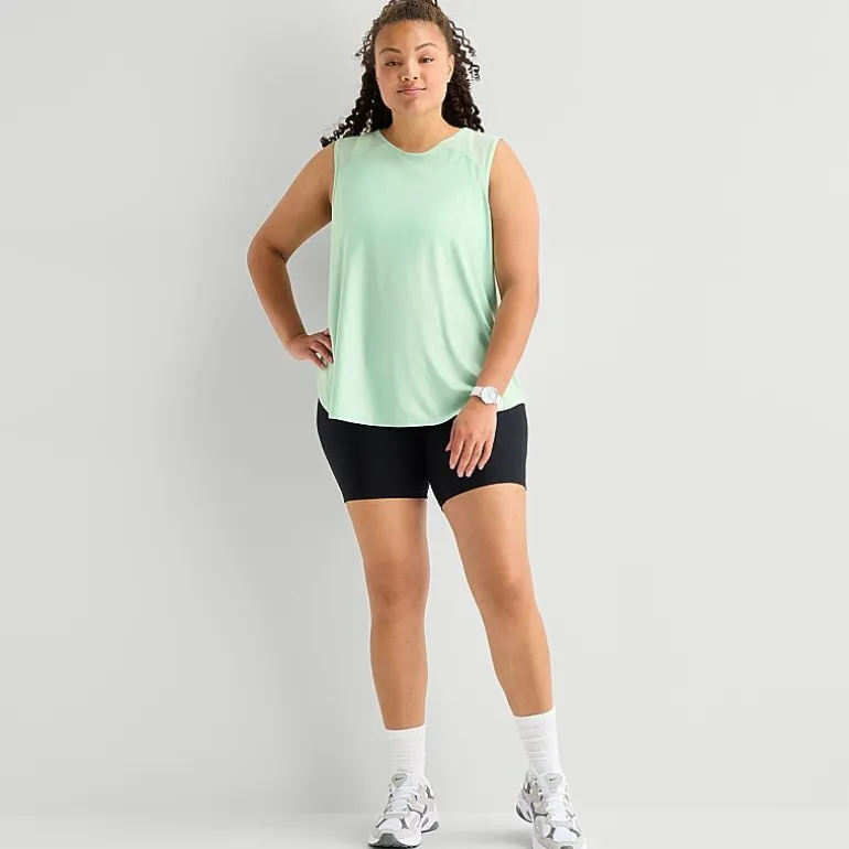 Xersion Mesh Womens Crew Neck Sleeveless Active Plus Tank Top