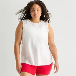 Xersion Mesh Womens Crew Neck Sleeveless Active Plus Tank Top