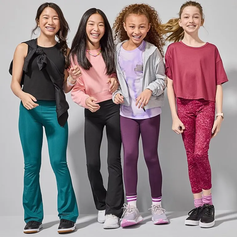 Xersion Must Have Little & Big Kid Girls Quick Dry High Rise Knit 26 1/2" Active Flare Full Length Leggings