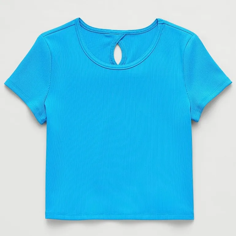 Xersion Rib Little & Big Kid Girls Scoop Neck Short Sleeve Active T-Shirt