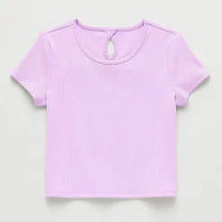 Xersion Rib Little & Big Kid Girls Scoop Neck Short Sleeve Active T-Shirt