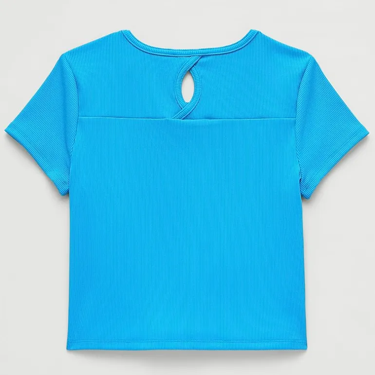 Xersion Rib Little & Big Kid Girls Scoop Neck Short Sleeve Active T-Shirt