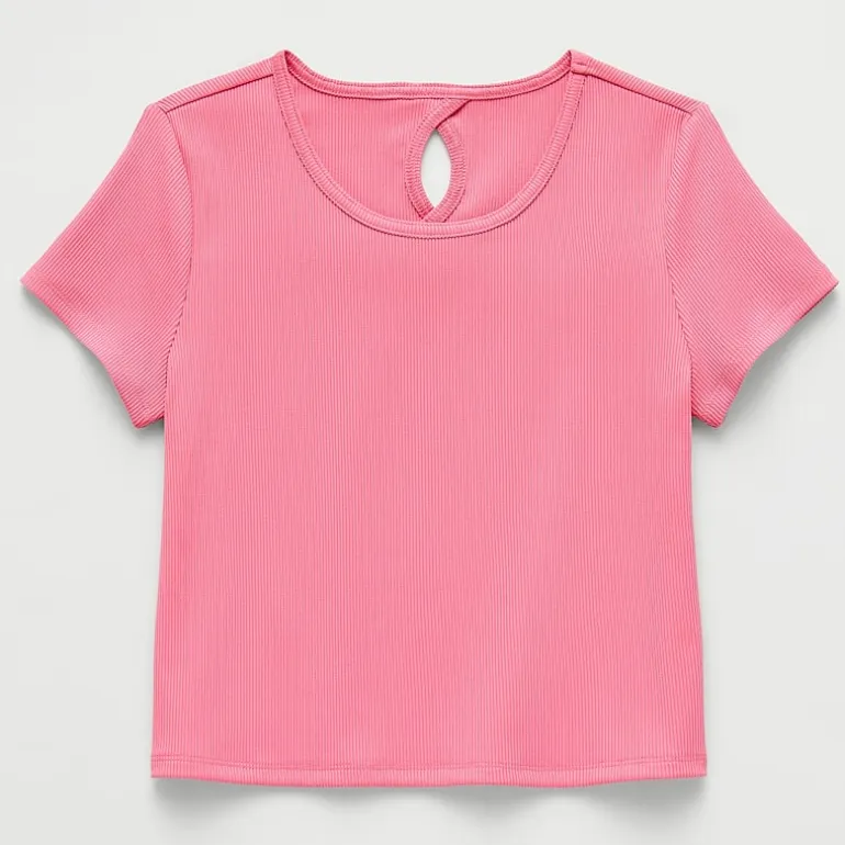 Xersion Rib Little & Big Kid Girls Scoop Neck Short Sleeve Active T-Shirt